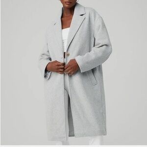 Alo Yoga VIP Blazer Trench Jacket in Athletic Heather Grey